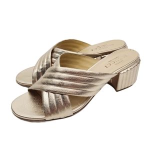 Sesto Meucci Gold Metallic Sandals Slides Mules